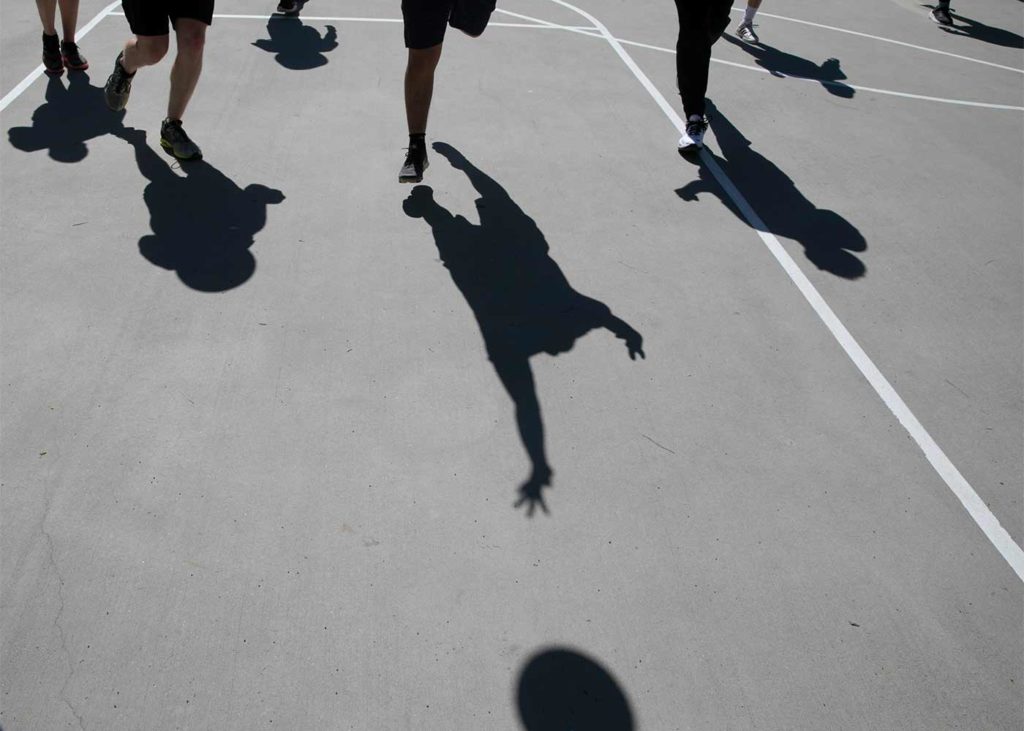shadows on the basketball court