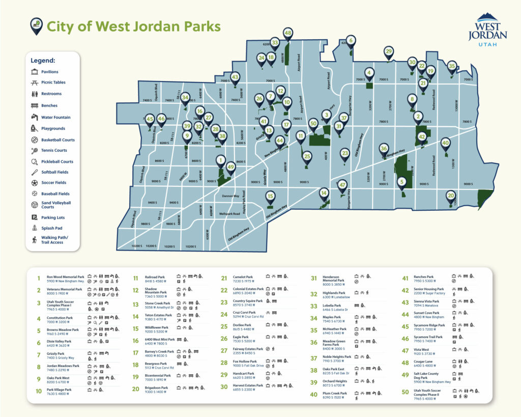 Parks Map - West Jordan City